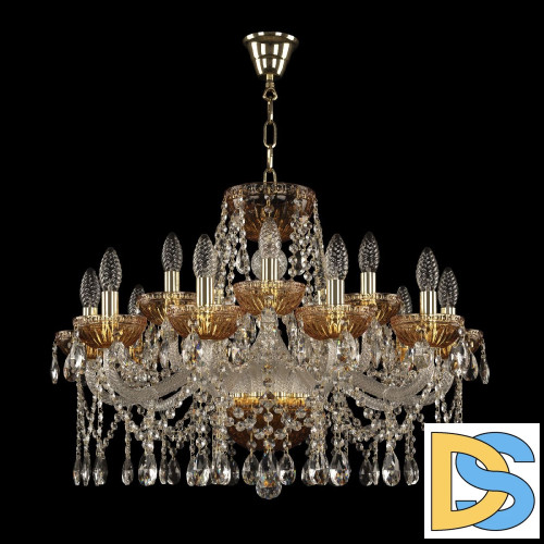 Подвесная люстра Bohemia Ivele Crystal 5413/10+5/240 G Amber/M-1G
