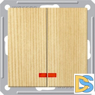 Выключатель 2-клавишный, с подсветкой, Сосна (пластик), серия Wessen 59, Schneider Electric