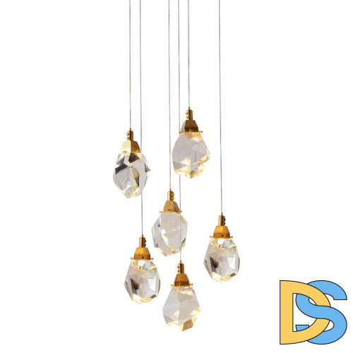 Подвесной светильник Delight Collection Crystal rock II 9701P/6R brass