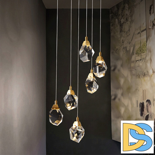 Подвесной светильник Delight Collection Crystal rock II 9701P/6R brass