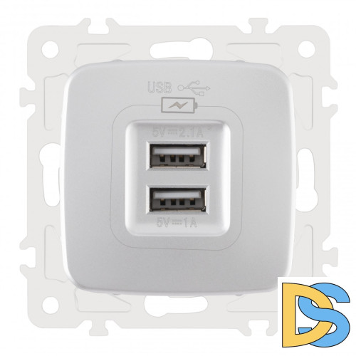 Розетка USB 2.1А+1А Arte Milano 205.46-1.silver