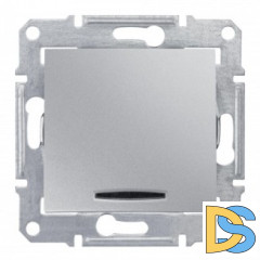 Выключатель 1-клавишный, с индикацией, Алюминий, серия Sedna, Schneider Electric