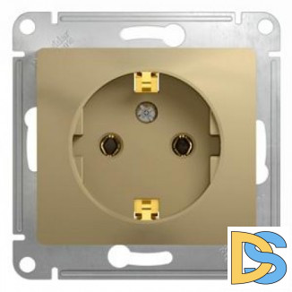 Розетка 1-ая электрическая, с заземлением, Титан, серия Glossa, Schneider Electric