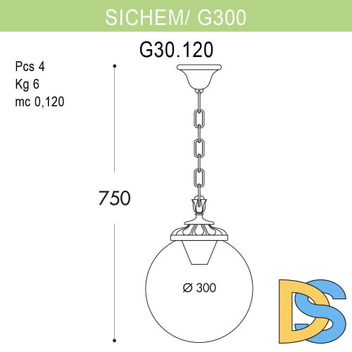 Уличный подвесной светильник Fumagalli Sichem/G300 G30.120.000.WYE27