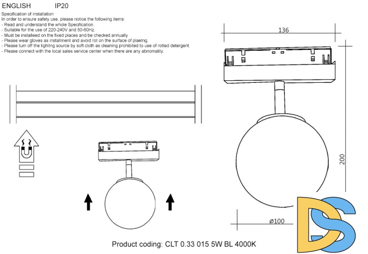 Трековый магнитный светильник Crystal Lux CLT 0.33 015 5W BL 4000K