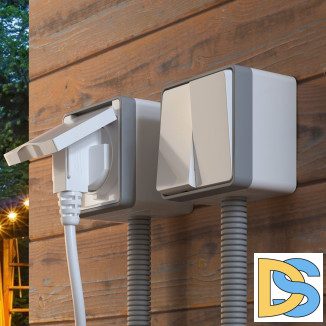 Розетка влагозащ. с зазем. с защит. крышкой и шторками Gallant (белая) W5071201