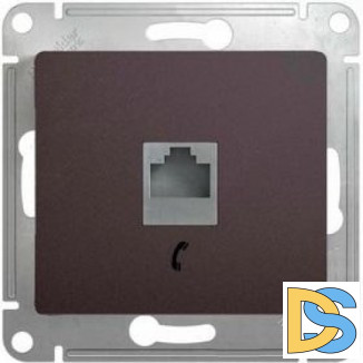 Розетка телефонная 1-ая 4 контакта, RJ-11, Графит, серия Glossa, Schneider Electric