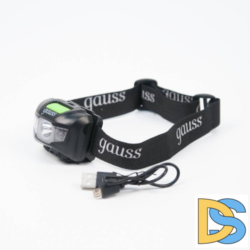 Налобный светодиодный фонарь Gauss аккумуляторный 40х60 130 лм GF405