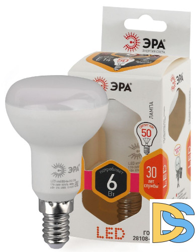 Лампа светодиодная Эра E14 6W 2700K LED R50-6W-827-E14 Б0028489