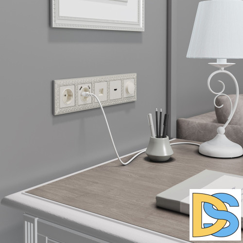 Телефонная розетка RJ-11 Werkel (перламутровый рифленый) WL13-RJ-11