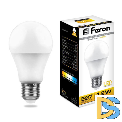 Лампа светодиодная Feron E27 12W 2700K Шар Матовая LB-93 25489