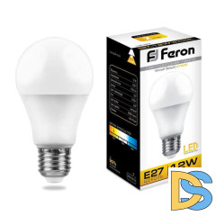Лампа светодиодная Feron E27 12W 2700K Шар Матовая LB-93 25489