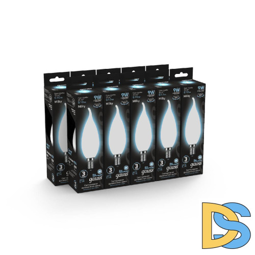 Лампа светодиодная филаментная Gauss E14 9W 4100К матовая 104201209