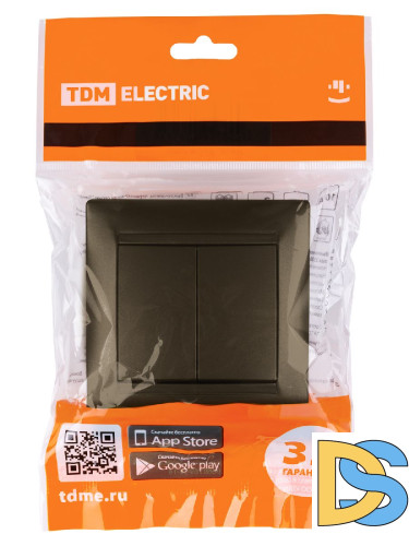 Выключатель двухклавишный на 2 направления Лама TDM Electric SQ1815-0707