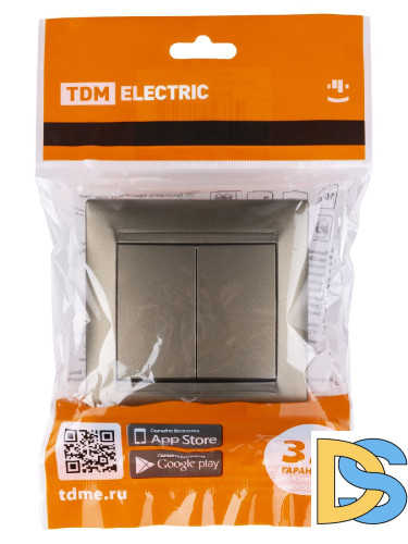 Выключатель двухклавишный на 2 направления Лама TDM Electric SQ1815-0707