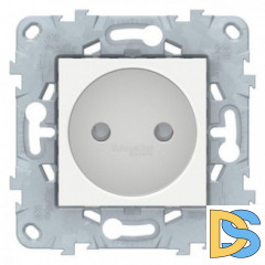 Розетка 1-ая электрическая без заземления с защитными шторками, Белый, серия Unica New, Schneider Electric