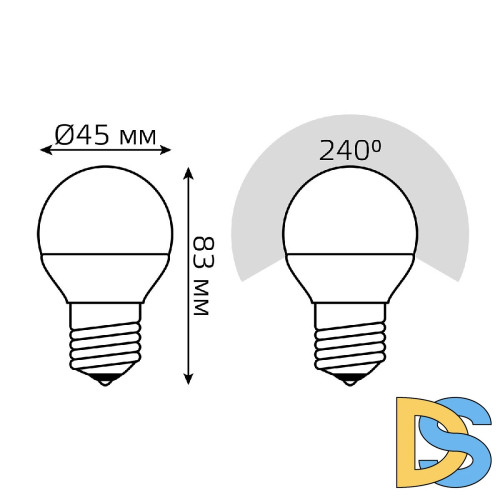 Лампа светодиодная Gauss E27 6W 3000K шар матовая 53216T