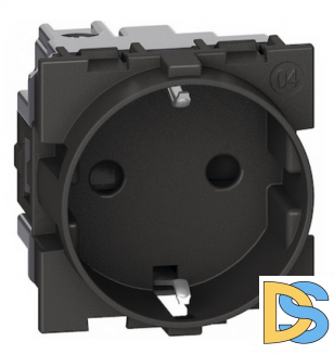 Розетка немецкого стандарта 2К+З 16А винтовые клеммы 2 модуля.Черный. Btichino Living Now