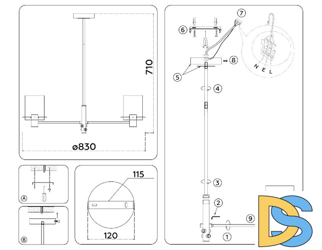 Люстра на штанге Ambrella Light High Light Modern LH57043