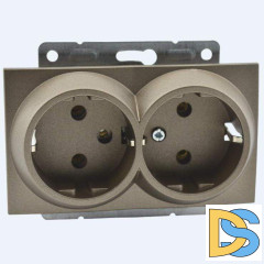 Розетка с заземлением двойная Mono Electric Despina-Larissa 16А 250В бронза 500-002304-120