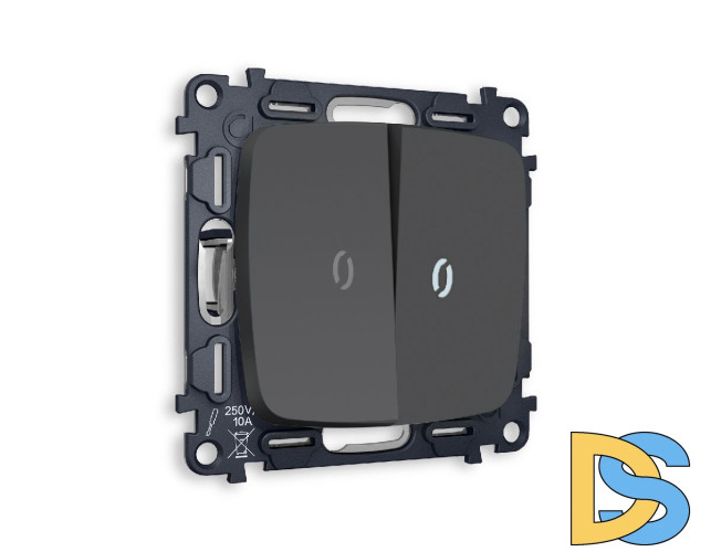 Комплект механизма 2-кл выключателя с подсветкой Ambrella Volt Omega MO904015