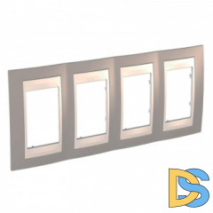 Рамка 4-ая (четверная), Коричневый/Бежевый, серия Unica, Schneider Electric