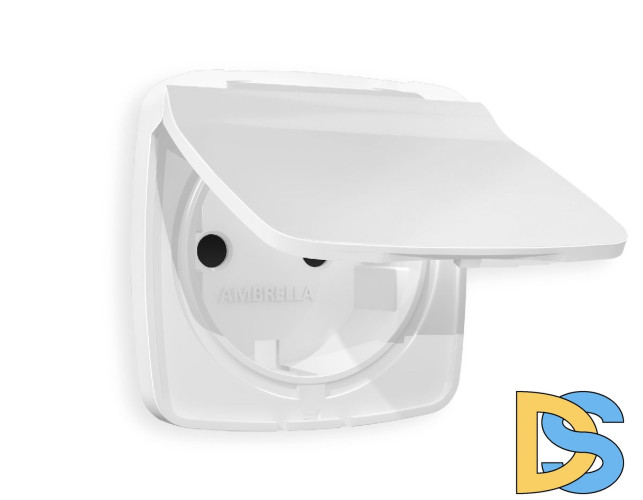 Лицевая панель для розетки с/з со шторками и крышкой Ambrella Volt Omega OP1280