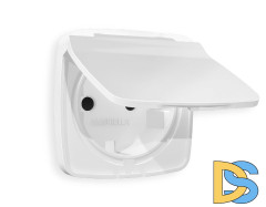 Лицевая панель для розетки с/з со шторками и крышкой Ambrella Volt Omega OP1280