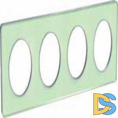Рамка 4-ая (четверная), Зеленый лед/Алюминий, серия Odace, Schneider Electric