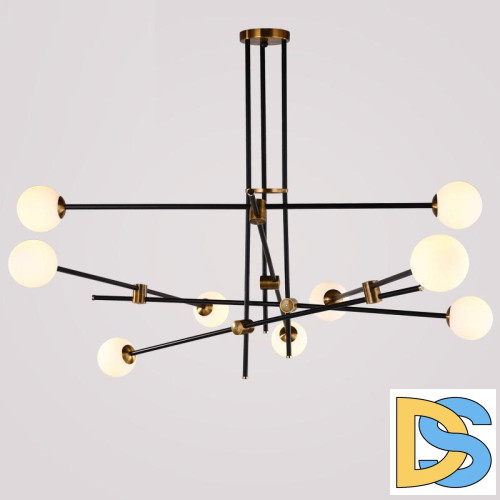 Люстра на штанге Delight Collection Bistro Globe 9389P/9 black/gold