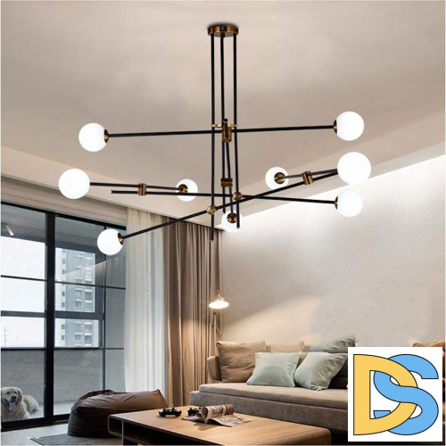 Люстра на штанге Delight Collection Bistro Globe 9389P/9 black/gold