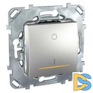 Выключатель 2-полюсный 1-клавишный с индикацией 16А, Алюминий, серия UNICA TOP/CLASS, Schneider Electric