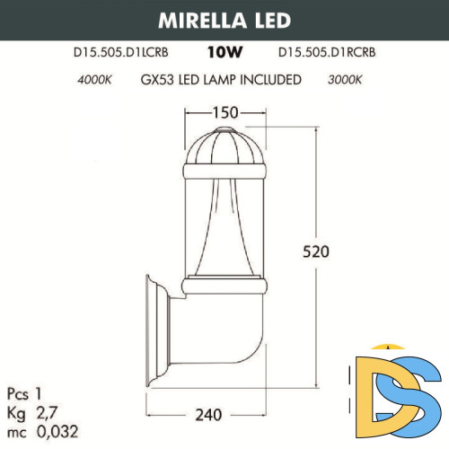 Настенный светильник Fumagalli Sauro D15.505.000.LXD1L.CRB