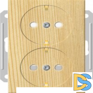Розетка 2-ая электрическая с заземлением с защитными шторками, Сосна (пластик), серия Wessen 59, Schneider Electric
