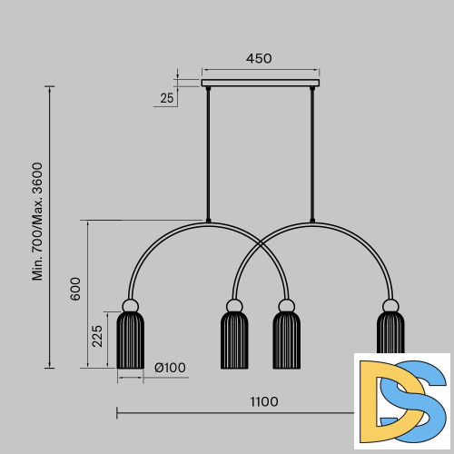 Подвесная люстра Maytoni Antic MOD302PL-04CG