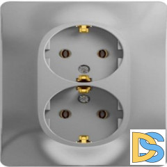 Розетка 2-ая электрическая с заземлением, Алюминий, серия Glossa, Schneider Electric