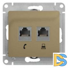 Розетка телефонная+компьютерная RJ-11/RJ-45 кат. 5e, Титан, серия Glossa, Schneider Electric