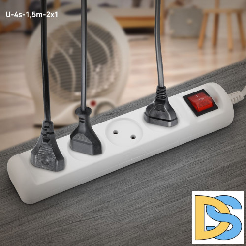 Удлинитель электрический Эра U-4s-1,5m-2x1 Б0044052