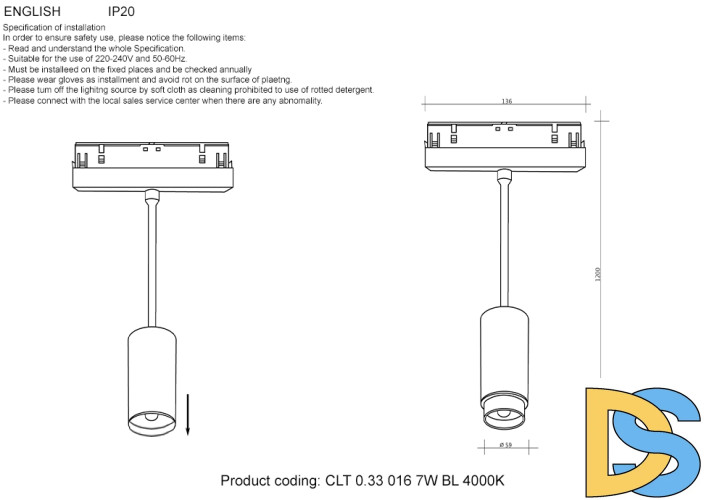 Трековый магнитный светильник Crystal Lux CLT 0.33 016 7W BL 4000K