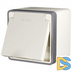 Розетка влагозащ. с зазем. с защит. крышкой и шторками Gallant (слоновая кость) W5071203