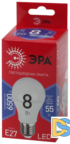Лампа светодиодная Эра E27 8W 6500K LED A60-8W-865-E27 R Б0045323