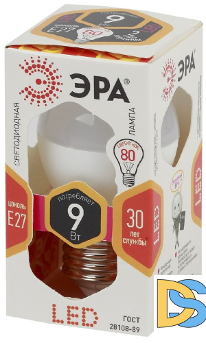 Лампа светодиодная Эра E27 9W 2700K LED P45-9W-827-E27 Б0029043