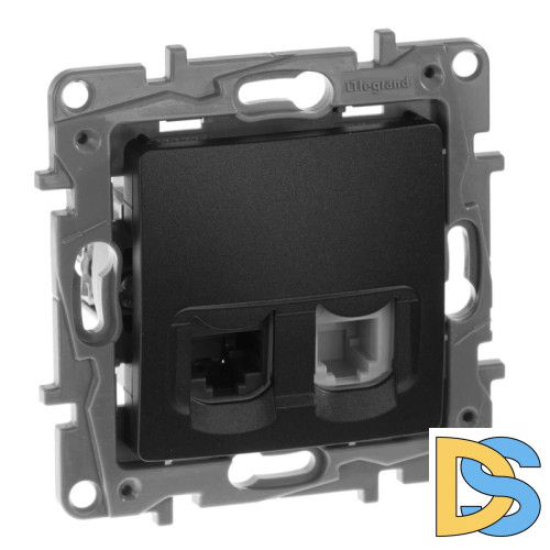 Розетка комбинированная RJ11+RJ45 Legrand Etika 5 кат UTP антрацит 672652