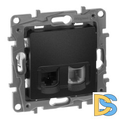 Розетка комбинированная RJ11+RJ45 Legrand Etika 5 кат UTP антрацит 672652