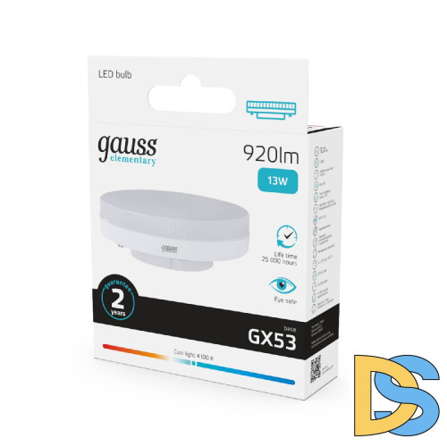 Лампа светодиодная Gauss GX53 13W 4100K матовая 83823