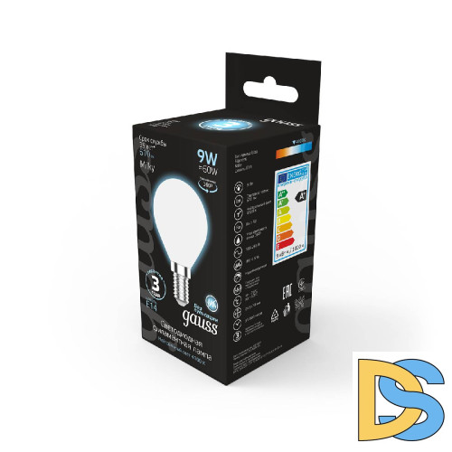 Лампа светодиодная филаментная Gauss E14 9W 4100К матовая 105201209
