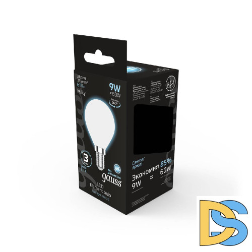 Лампа светодиодная филаментная Gauss E14 9W 4100К матовая 105201209