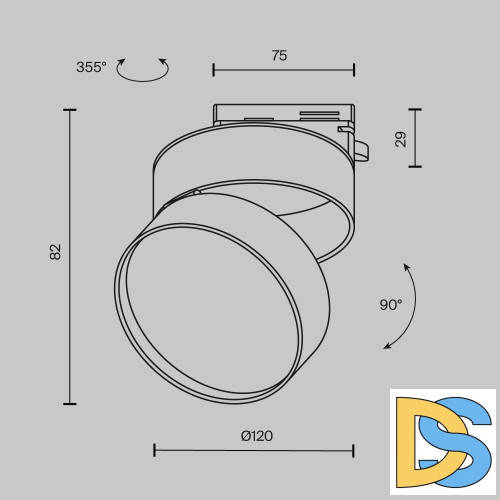 Трековый однофазный светильник Maytoni Onda TR007-1-18W4K-B-1