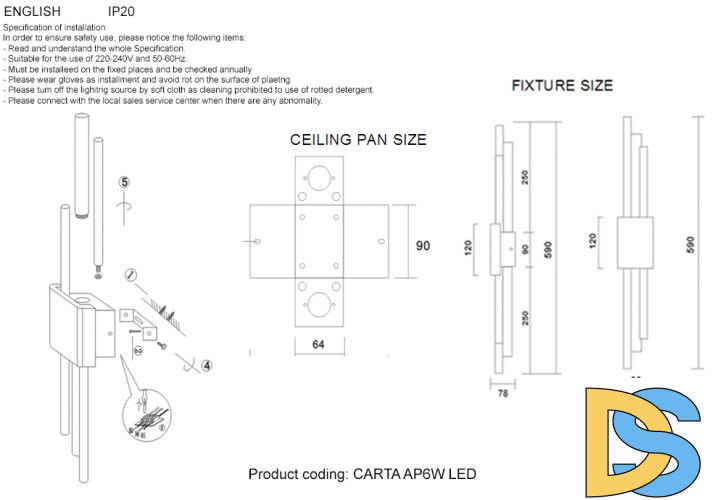 Настенный светильник Crystal Lux CARTA AP6W LED WHITE/CHROME