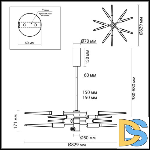 Люстра на штанге Odeon Light L-vision Kolos 5459/28L